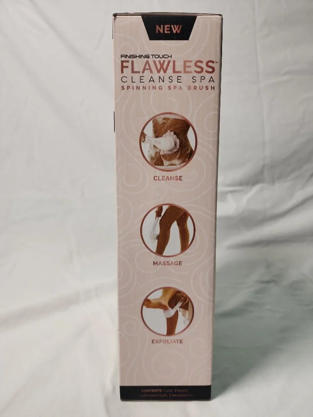 Finishing Touch Flawless Cleanse Spa Spinning Spa Brush 3 Heads Water Resistant